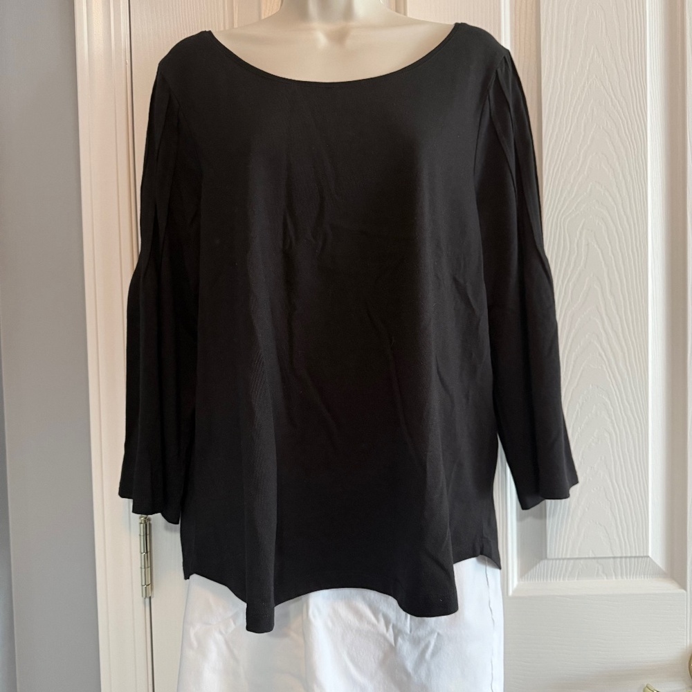 BUY 2 ITEMS & GET 1 FREE: Chico’s Black Cotton Blouse Sz 12 (L)
